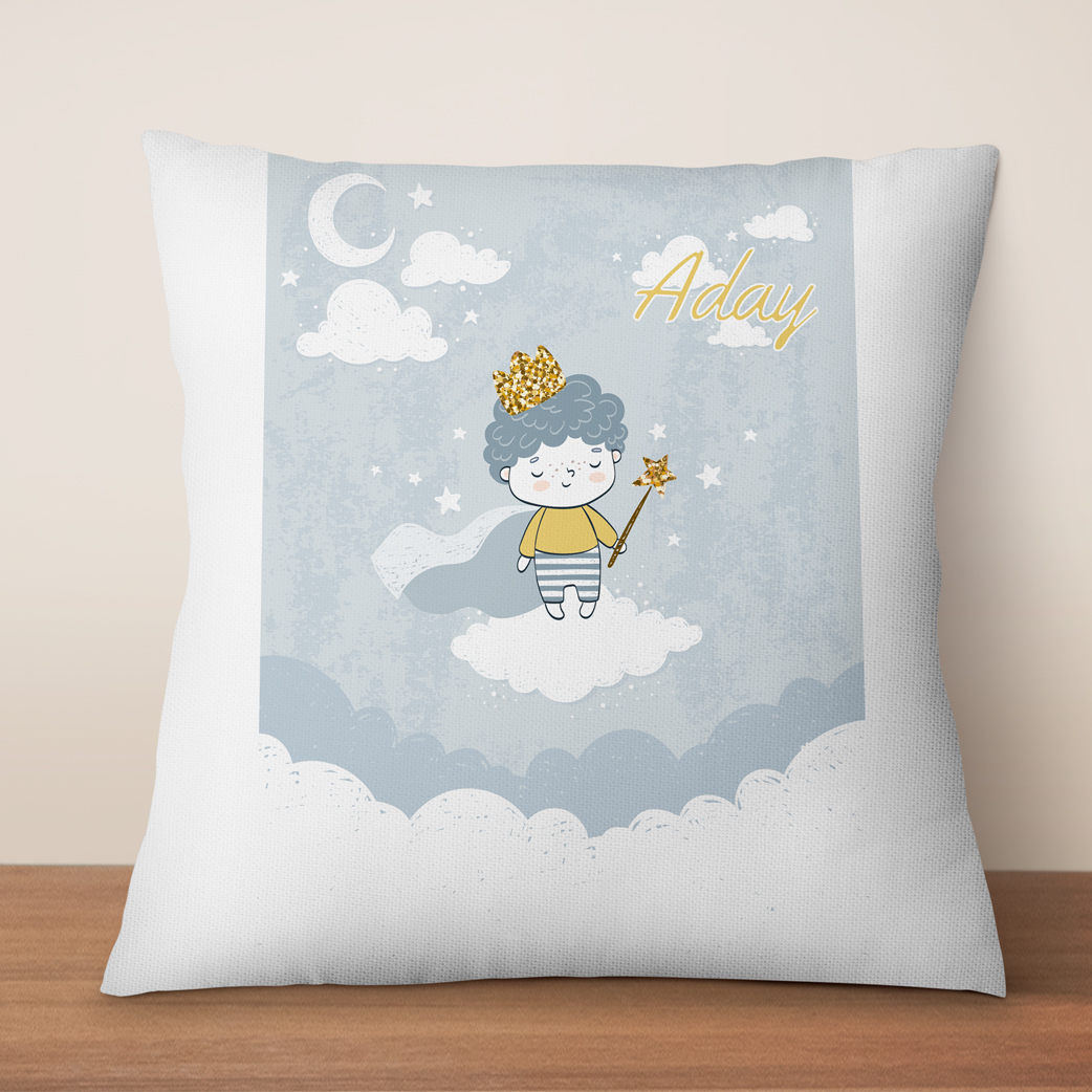 Cojín Personalizado Príncipe con Nombre para regalo de nacimiento